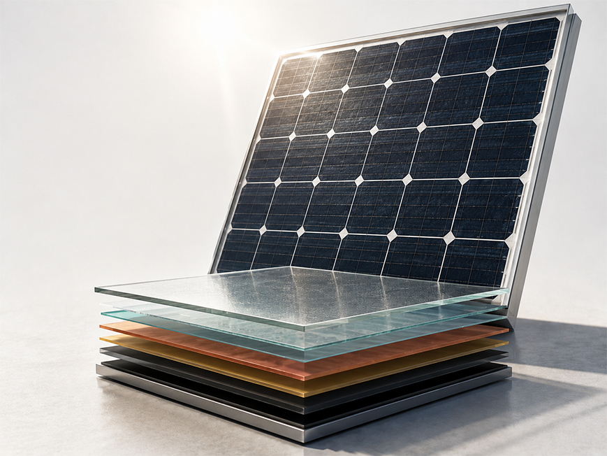Photovoltaic thin-film material stack and solar-cell application image